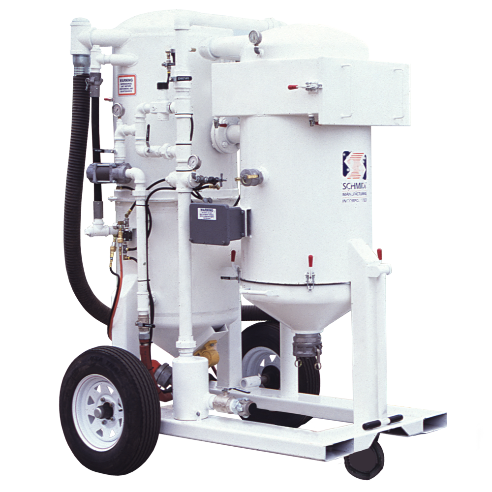 abrasive vacuum Blast and Recovery System with 3.5 cu.ft. Blast Pot Mounted on Wheels