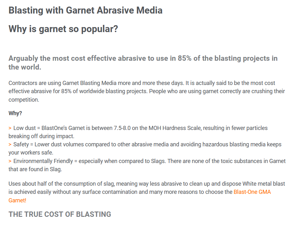 Blasting with Garnet Abrasive Media