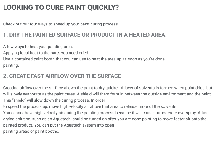 how to cure paint quickly post tips