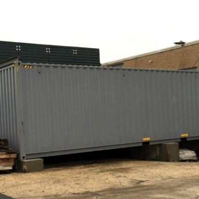 Blast booth welded from two shipping containers