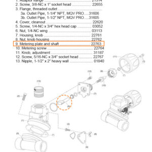 Metering plate and shaft, MQV