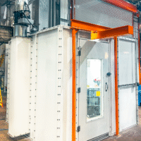 Paint Kitchen/Wash room enclosure with structural framing and overhead conveyor system