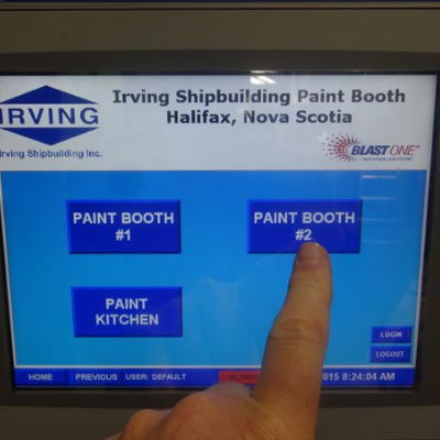 Touch screen controls for managing all functions of the paint booths