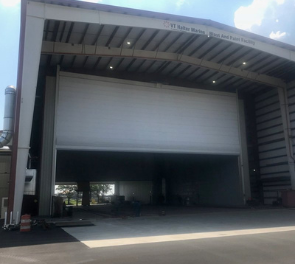 The front of the new blast and paint facility