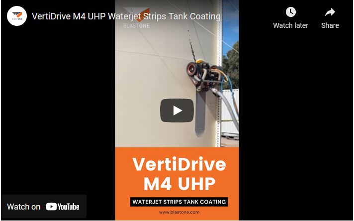 VertiDrive M4 UHP Waterjet Strips Tank Coating video