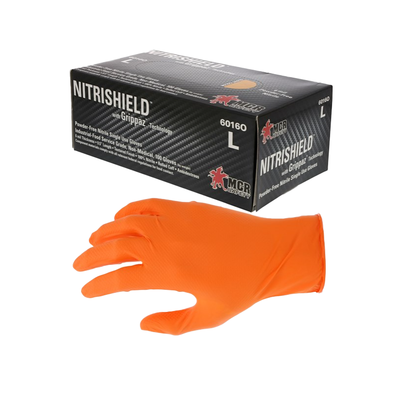 Industrial Orange Nitrile Gloves